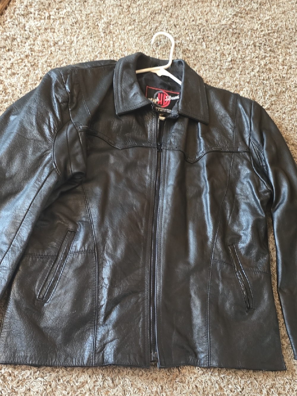 Men's Black Leather High Desert Zip-Front Jacket XL